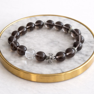 【預購】輕奢手串 - 茶籤-天然茶晶白水晶復古串