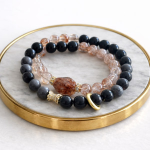 【預購】輕奢手串 - 黑金超七轉運珠8mm