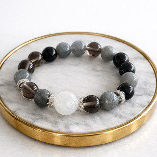 【預購】輕奢手串 - 灰月光茶晶10mm