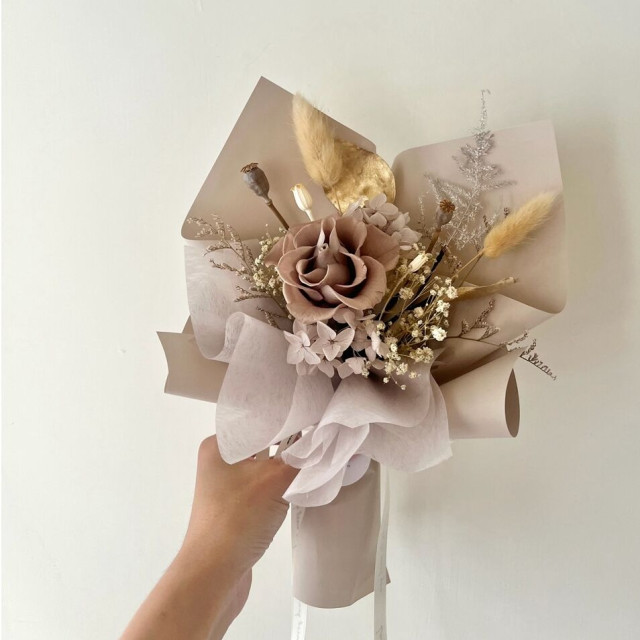 【高雄-慕光花寓】奶茶色系''永生乾燥小花束
