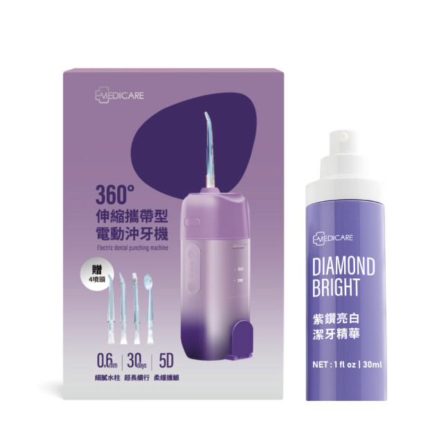 MEDICARE 360°伸縮攜帶型電動沖牙機4色選1  贈貴婦級亮白牙膏*1